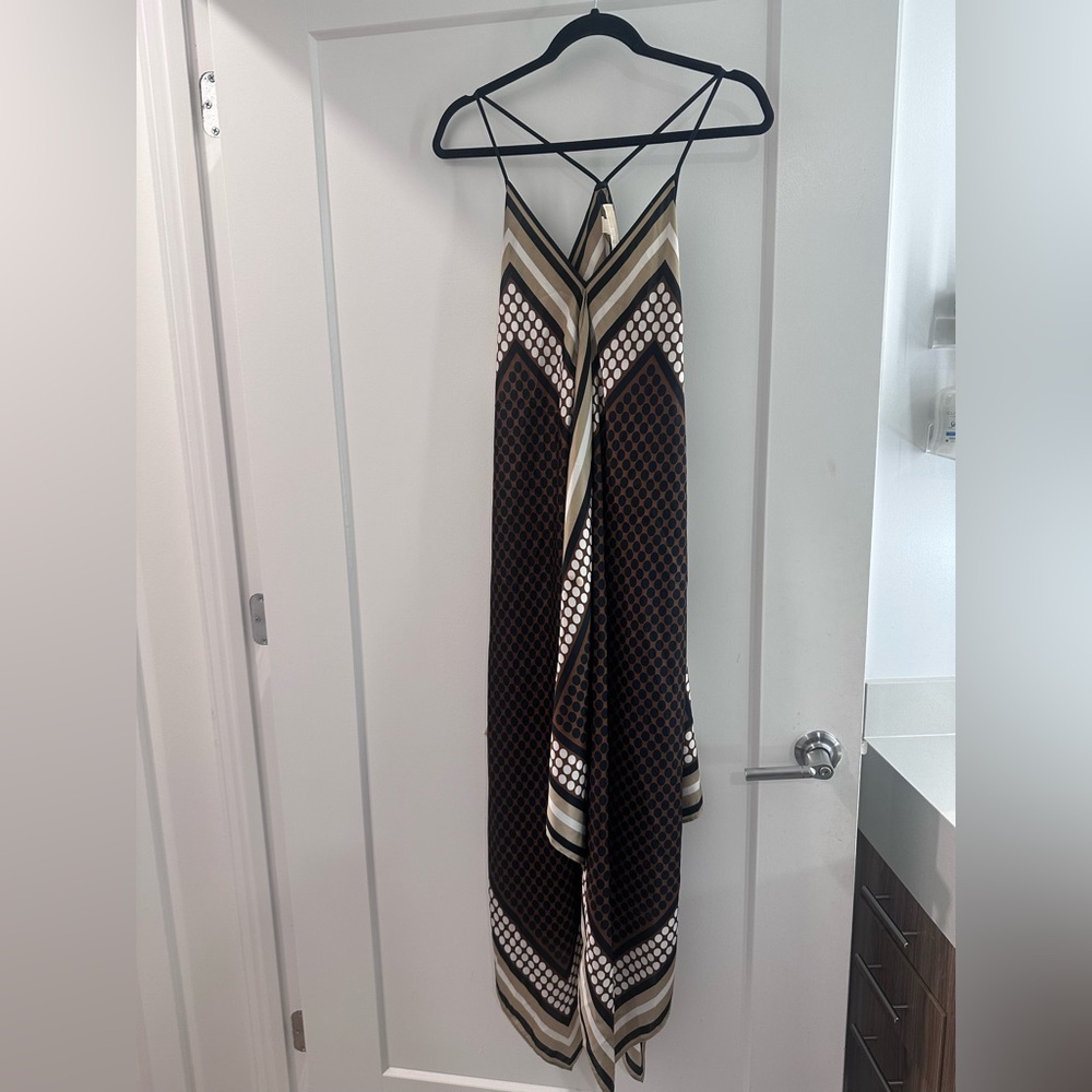 Michael Kors Asymmetrical Dress in Black, White, and Tan